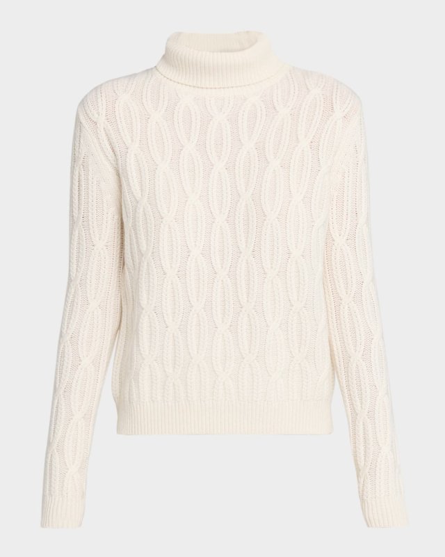 Cashmere Braided Cable-Knit Turtleneck